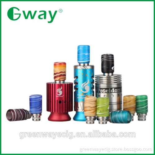 Hottest selling 510 art glass drip tip wide bore drip tip with stainless steel base and color ribbon pattern in stock